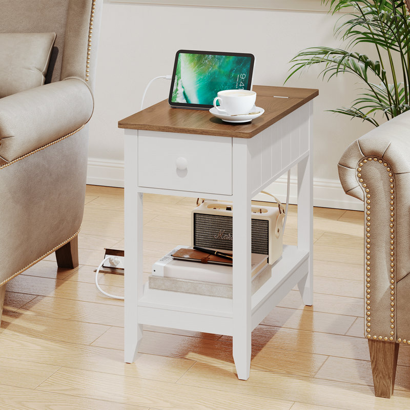 New Furniture, 23.6'' Tall deals End Table with Storage and Built-In Outlets